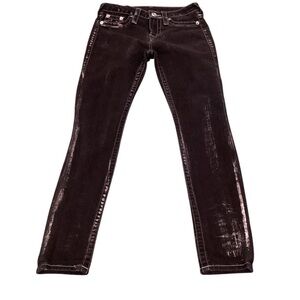 True Religion Black Denim Women's Skinny Jeans w/ silver shiny markings